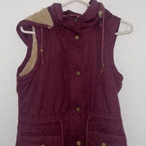 YMI Burgundy Hooded Vest Jacket